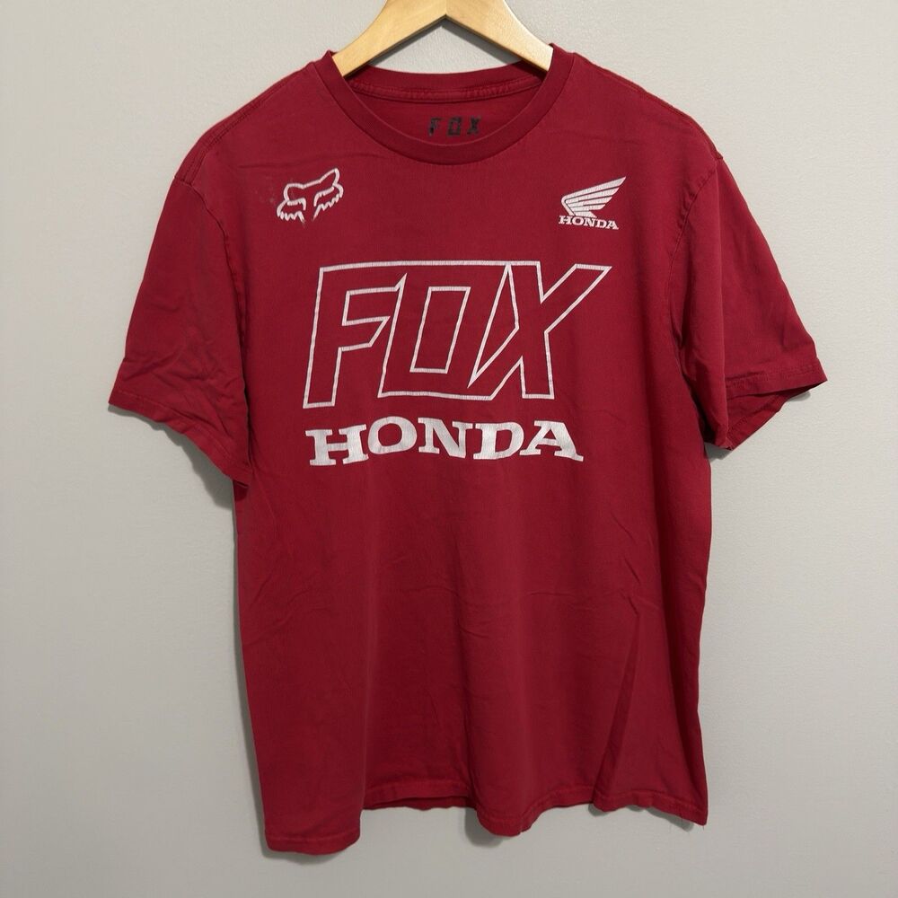 Fox Racing Shirt Men Large Red Honda Graphic Crewneck Short Sleeve Motocross MTB